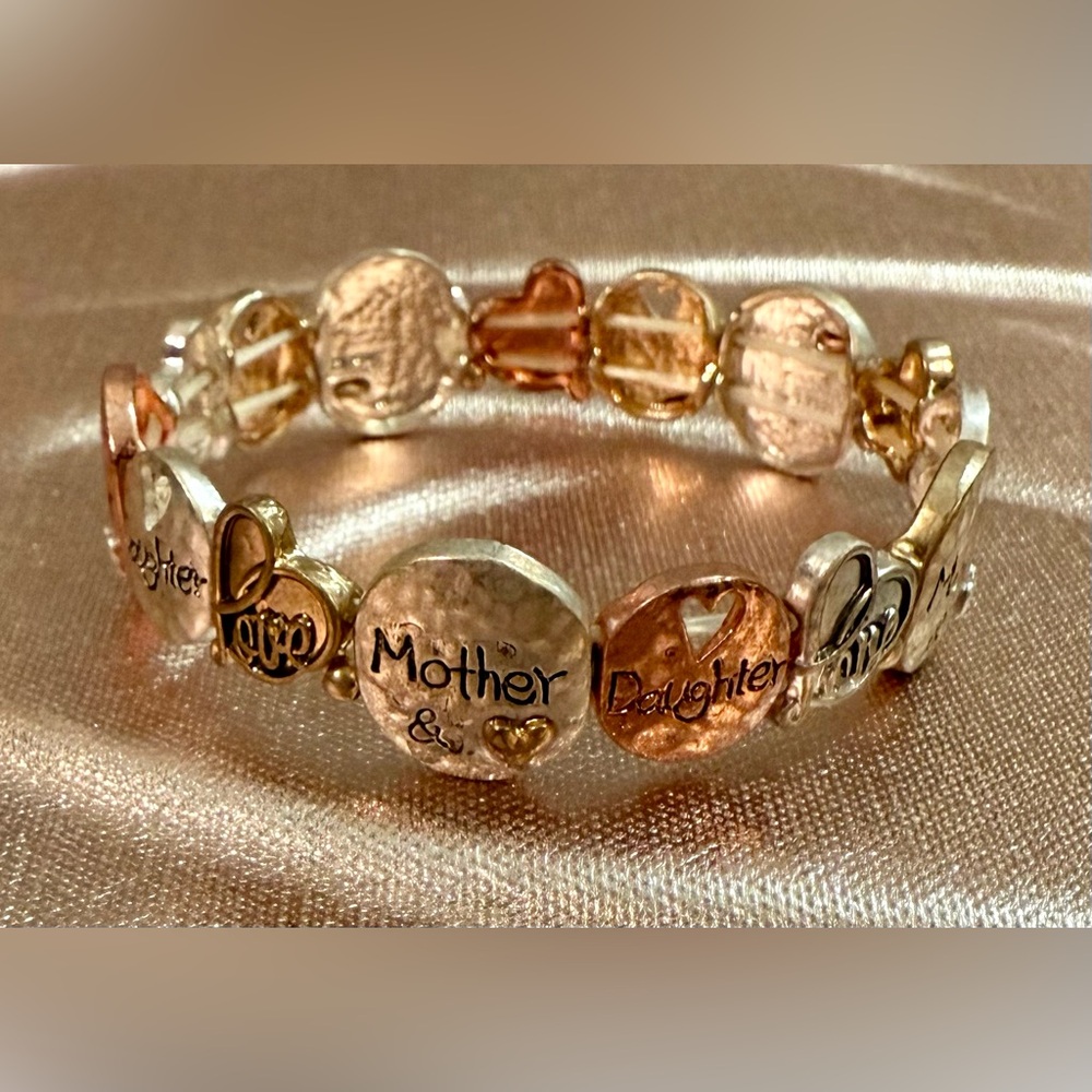 Mother & Daughter Gold, Silver and Rose Gold stretching Bracelet NWOT!